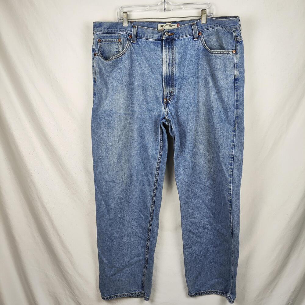Levis 550 Jeans Mens 44x32 Light Wash Blue Relaxed Tapered Denim Pants